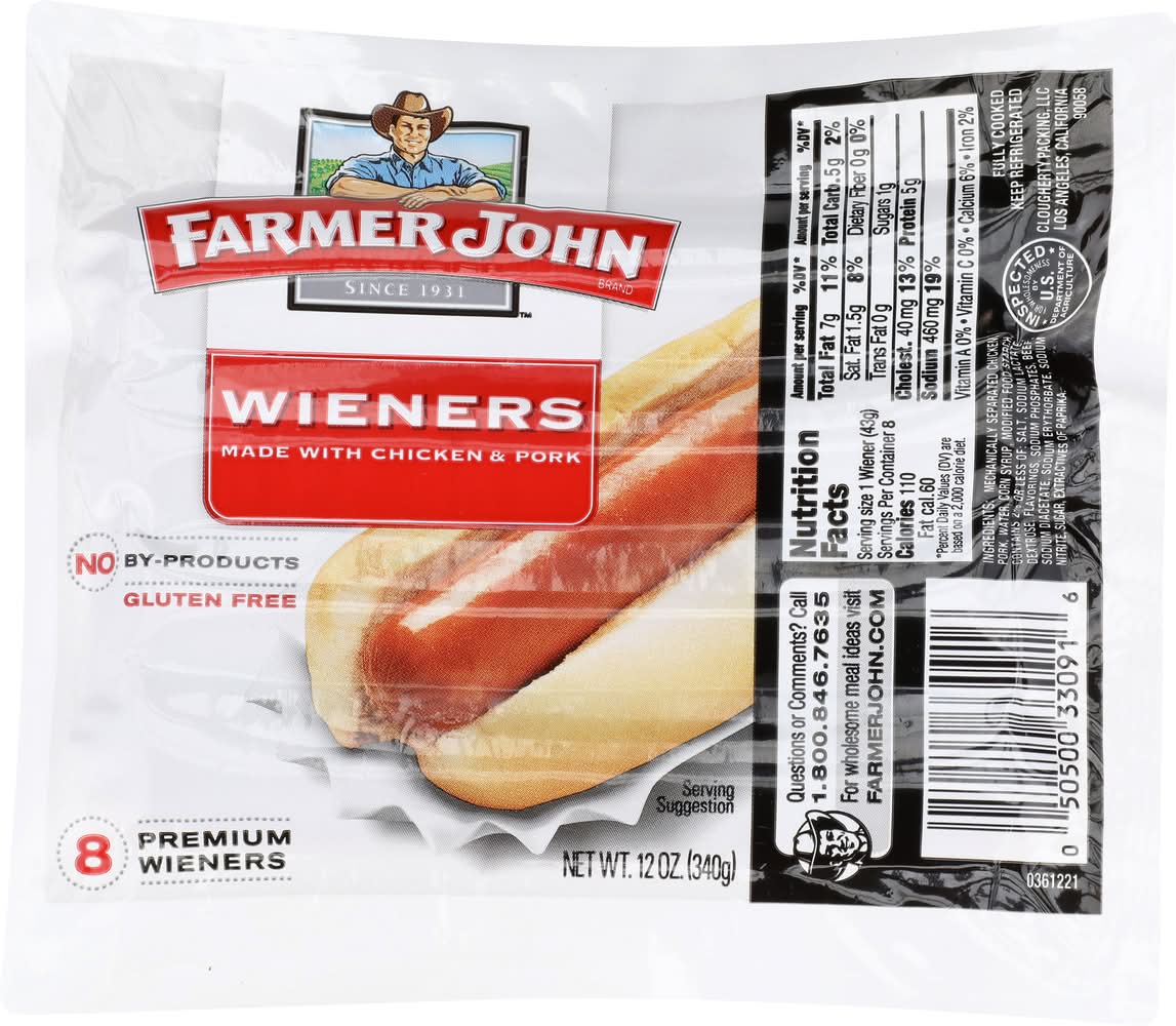 Farmer John Premium Wieners, Chicken & Pork (12 oz, 8 ct)
