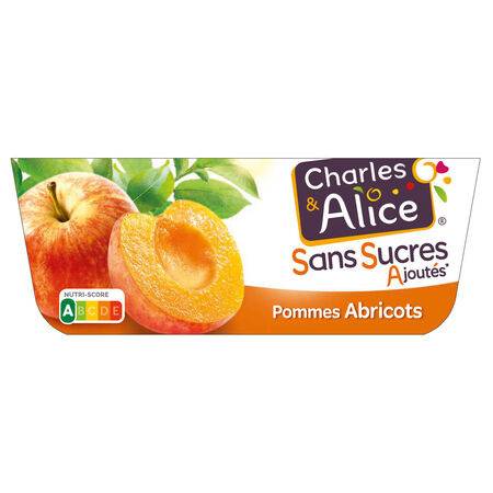 Compote pomme abricot sans sucres ajoutés CHARLES & ALICE - les 4 pots de 100 g