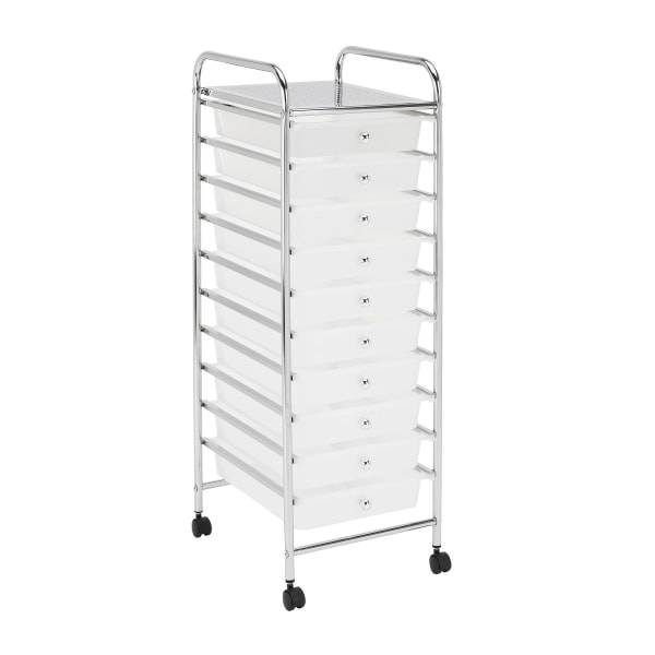 Realspace 10-Drawer Mobile Cart, 35-13/16"H X 12-5/8"W X 14-3/8", White