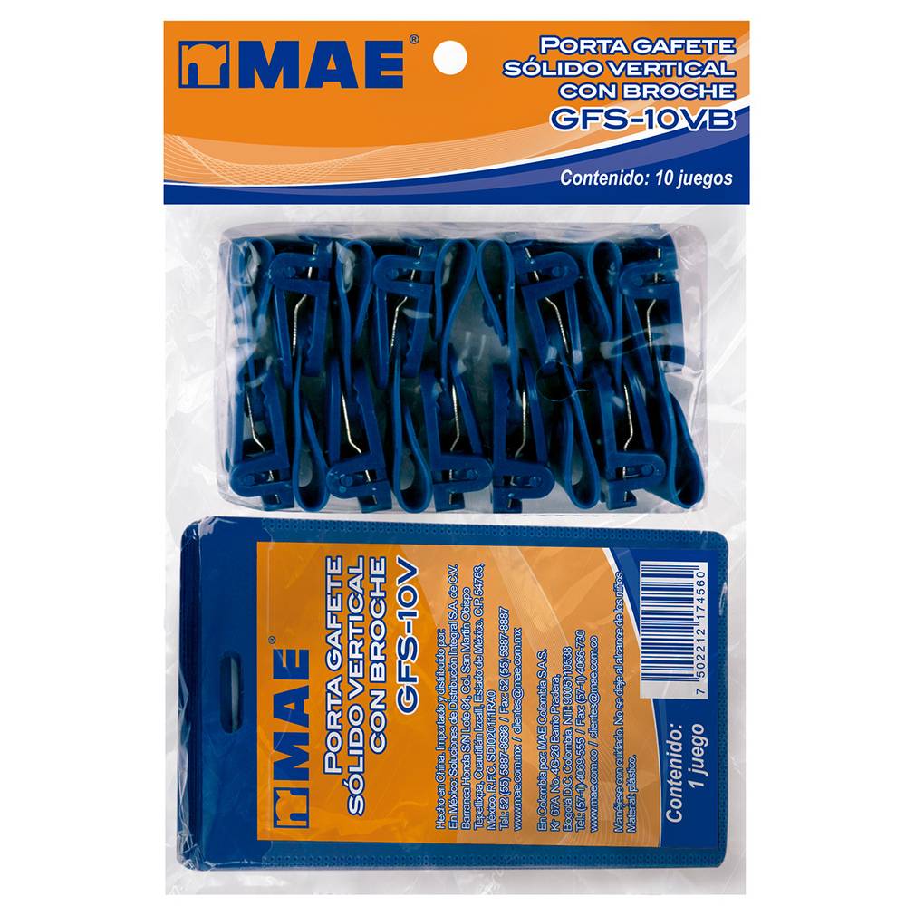 Mae porta gafete vertical azul (paquete 10 piezas)