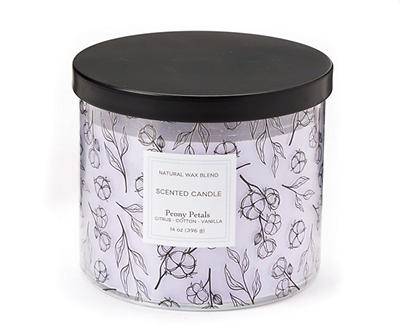 Peony Petals Purple Floral Decal 3-Wick Jar Candle, 14 oz.