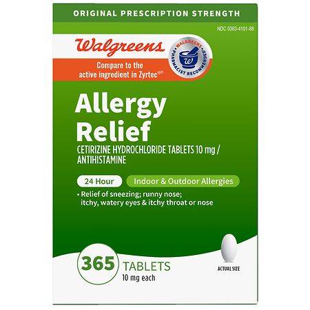 Walgreens Wal-Zyr 24 Hour Allergy Relief Cetirizine Hydrochloride Tablets