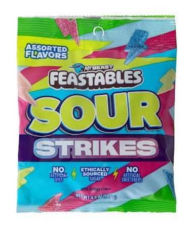 Mr. Beast Feastables Assorted Flavors Sour Strikes Gummy Candy 4.5oz
