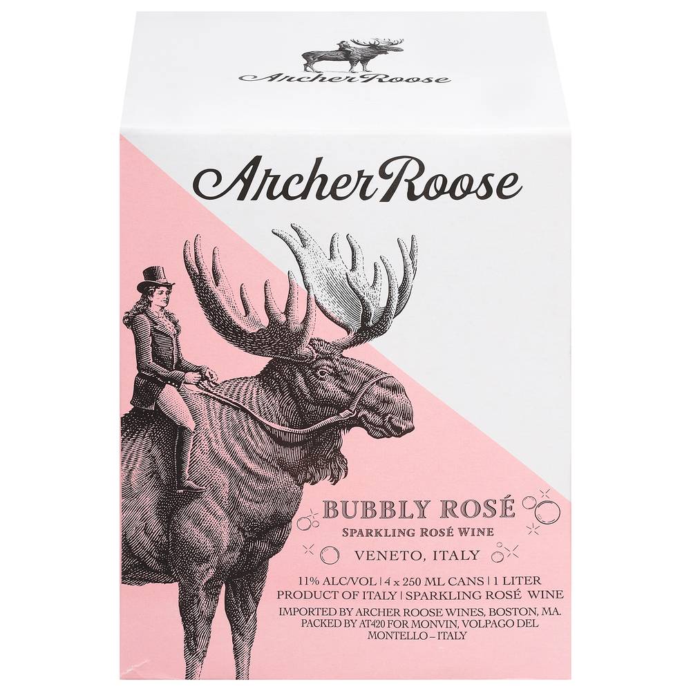 Archer Roose Bubbly Rosé Canned Sparkling Wine (4x 250ml bottles and cans)