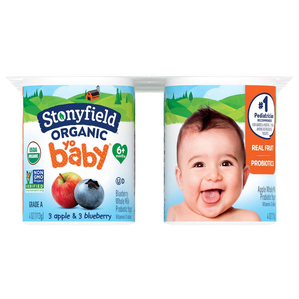 Stonyfield Organic Yobaby Yogurt, Apple-Blueberry (24 oz, 6 ct)