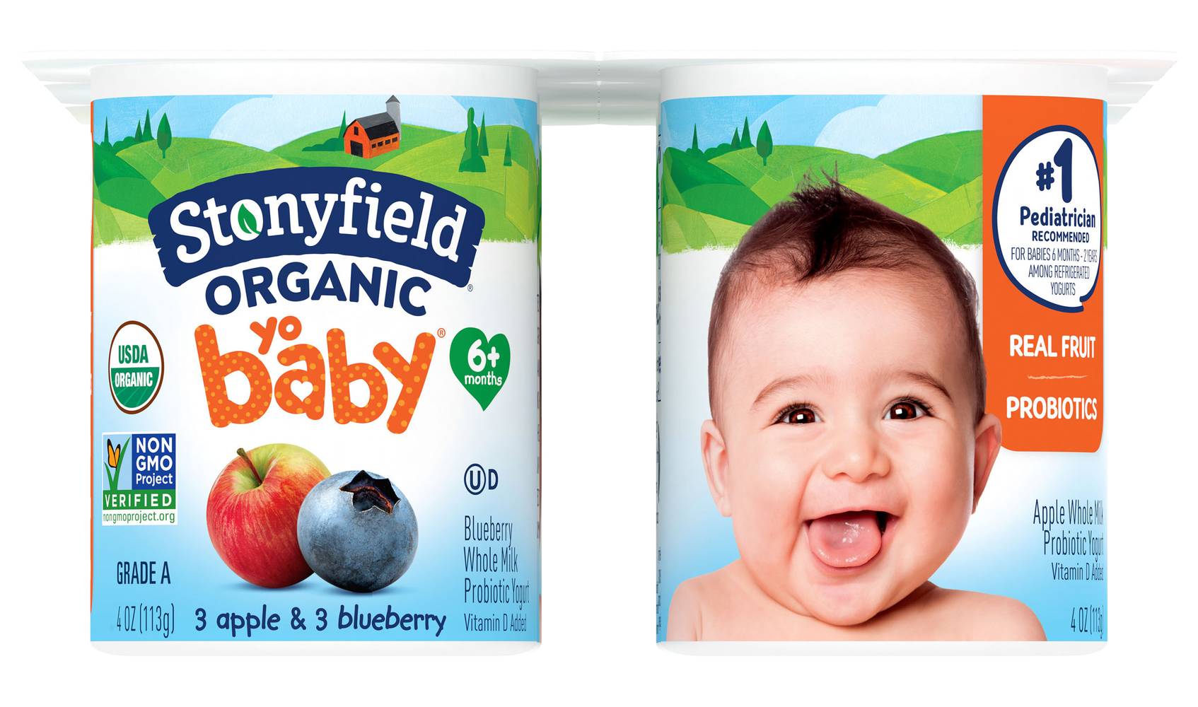 Stonyfield Organic Yobaby Yogurt, Apple-Blueberry (24 oz, 6 ct)