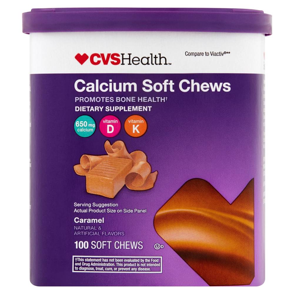 CVS Health Calcium Soft Chews, Caramel, 100 CT