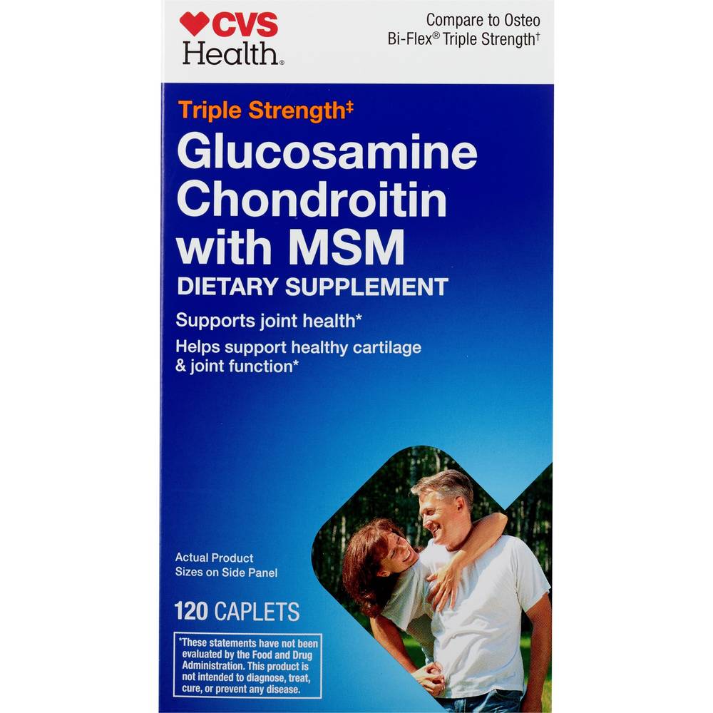 CVS Health Glucosamine Chondroitin with MSM Triple Strength Caplets, 120CT