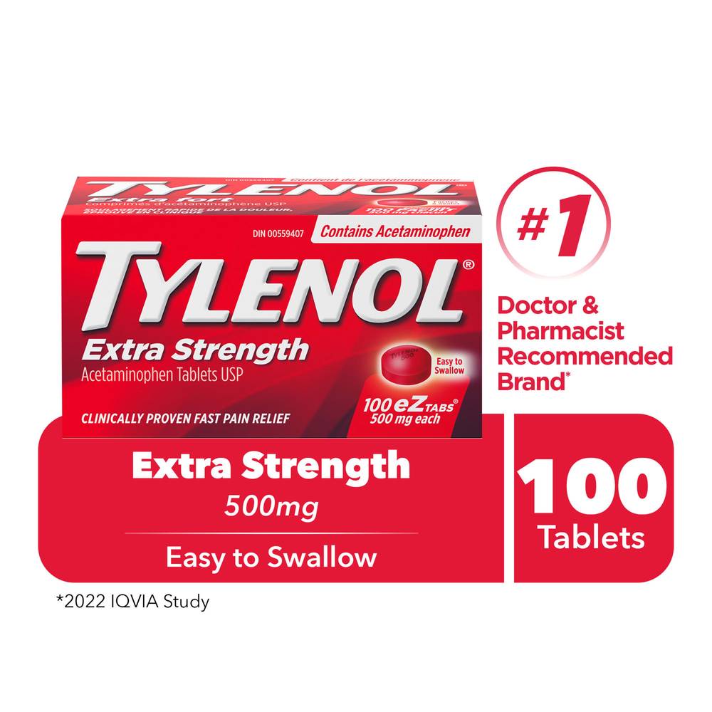 Tylenol Acetaminophen Tablets 500 mg (15 g)