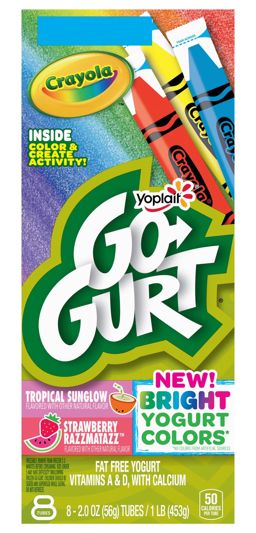 Yoplait Go-Gurt Fat Free Yogurt Tubes, Tropical Sunglow-Strawberry Razzamatazz (2 oz, 8 ct)