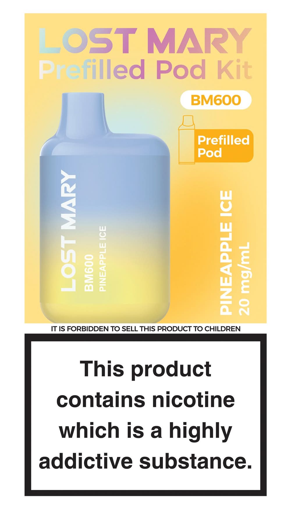 LOST MARY 600 Puffs PINEAPPLE ICE PREFILLED POD KIT