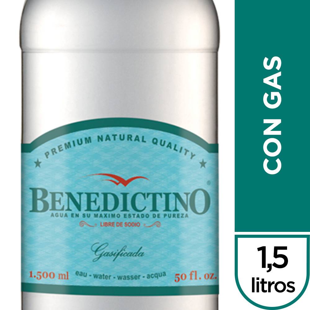 Benedictino agua purificada con gas (1.5 l)