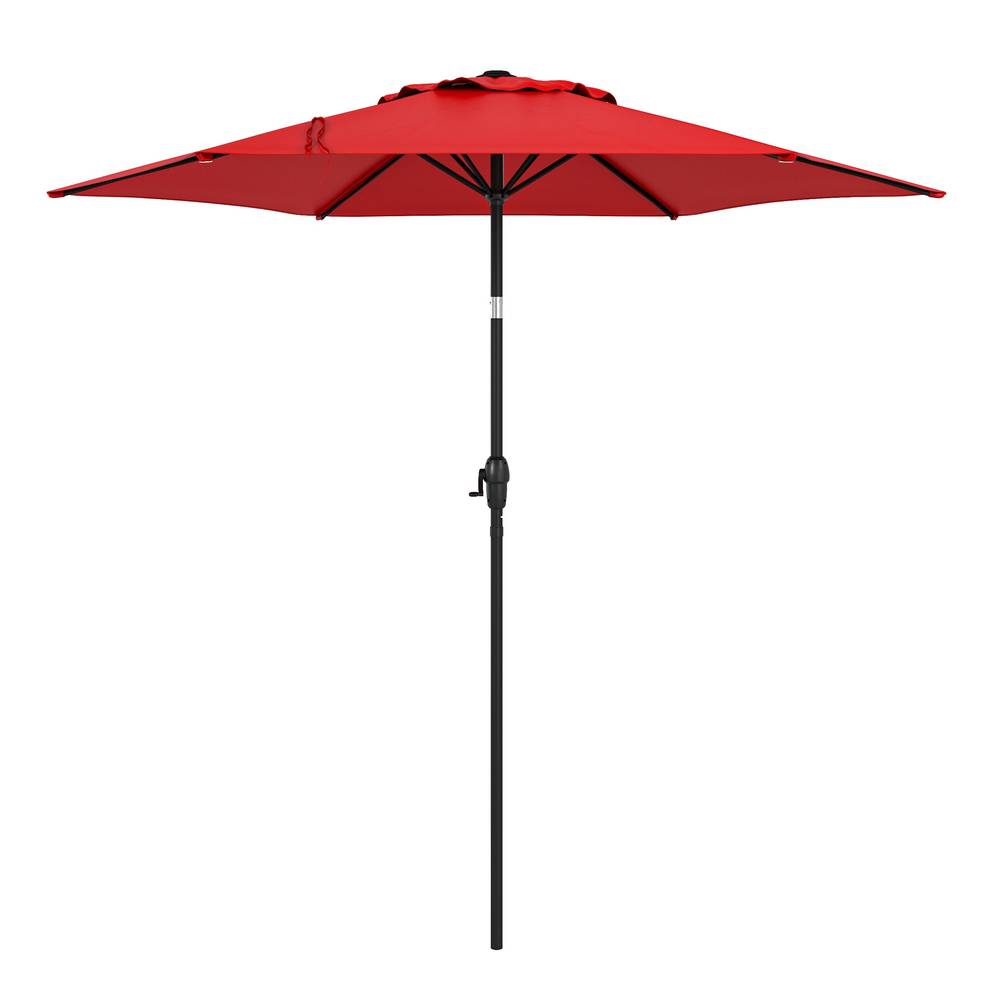 Style Selections 7.5-ft Steel Hexagon Red Push-button Tilt Market Patio Umbrella | UCS181A-RD