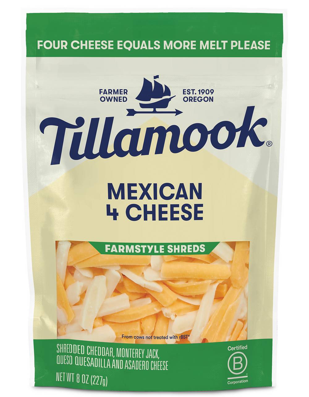 Tillamook Farmstyle Cut Mexican 4 Cheese Shredded Blend (8 oz)