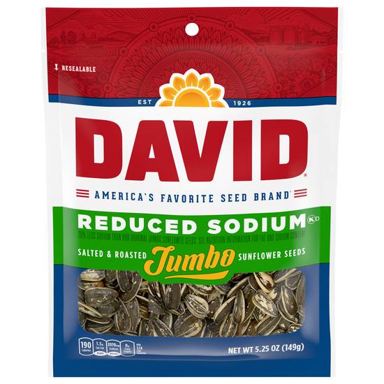 David Reduced Sodium Salted & Roasted Jumbo Sunflower Seeds