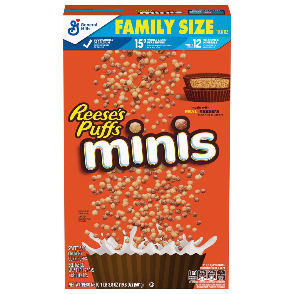 Reese's Puffs Minis Breakfast Cereal, Peanut-Butter-Chocolate (19.8 oz)