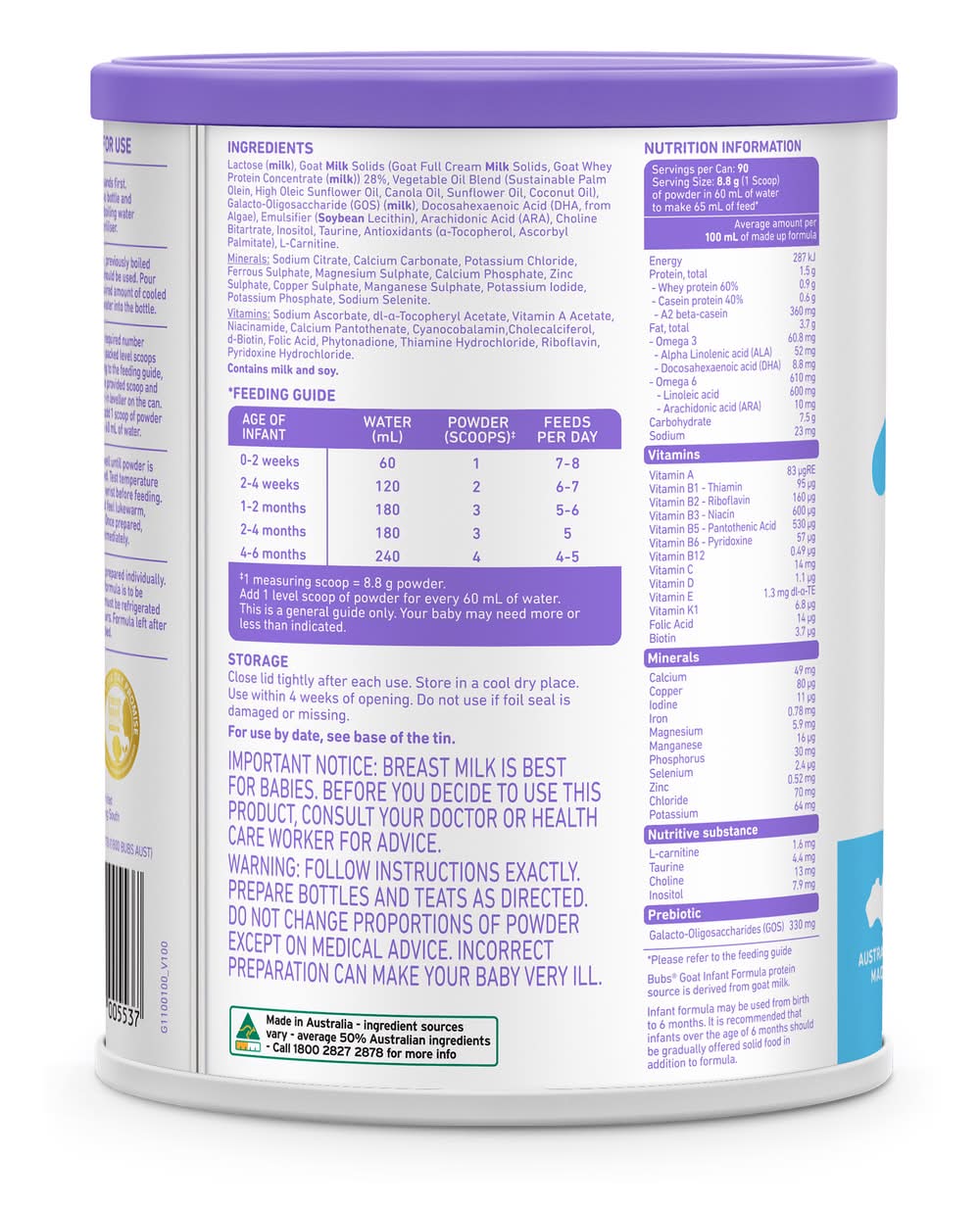 Bubs Easy Digest Goat Milk Infant Formula Delivery Near Me | Order