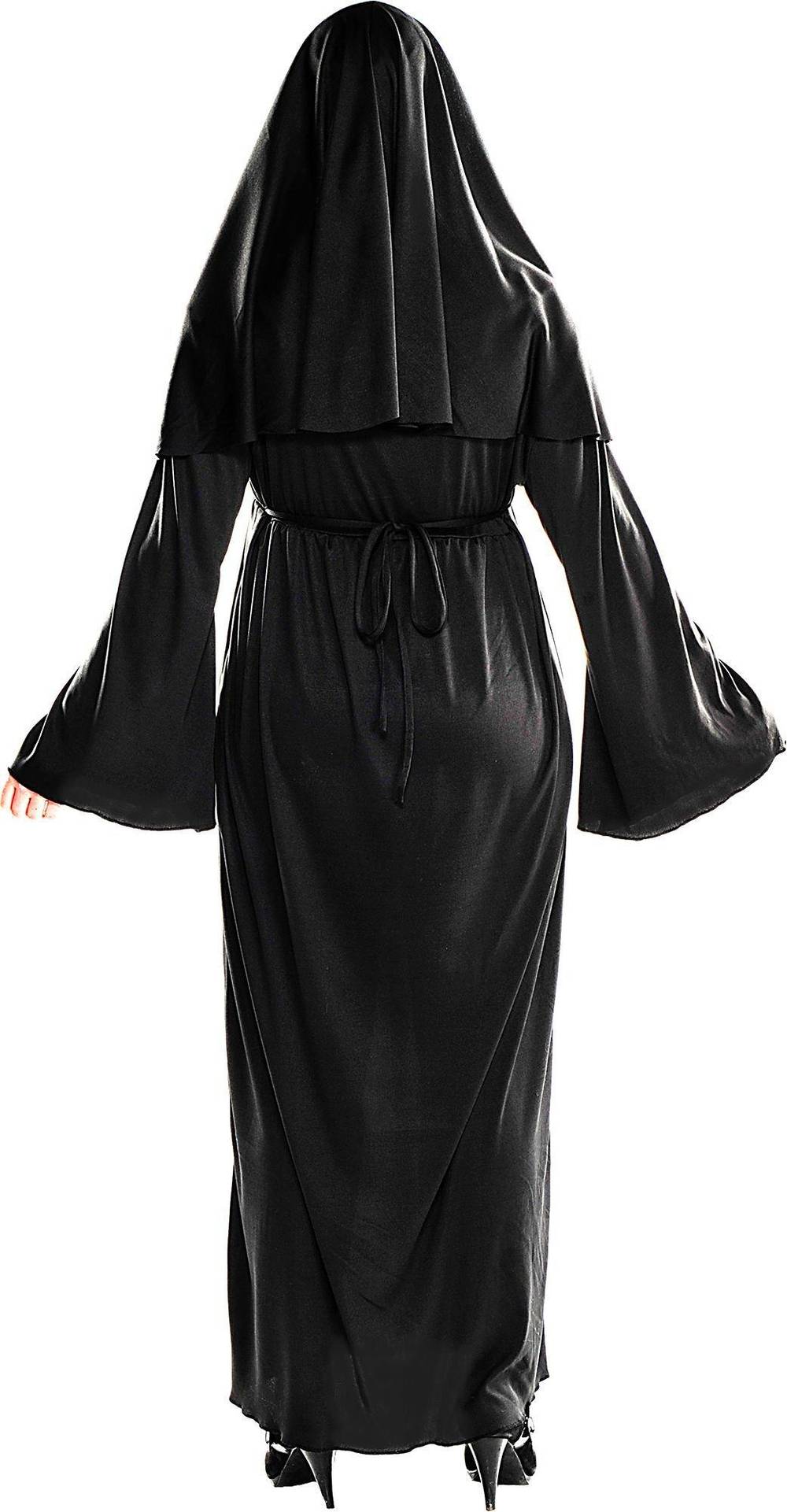 black nun dress Black & White 1960s Colorblock Nun Cosplay Dress