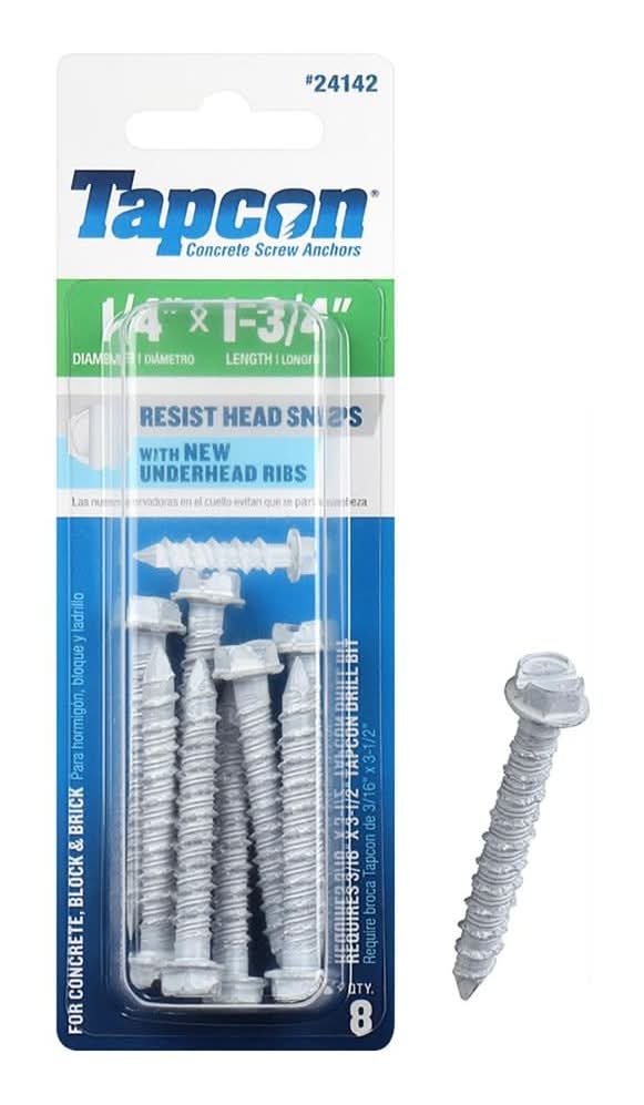Tapcon 1/4-in x 1-3/4-in Concrete Screw Anchors 8-Pack