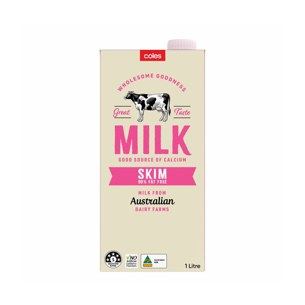 Coles Australian Skim Long Life Milk 1L