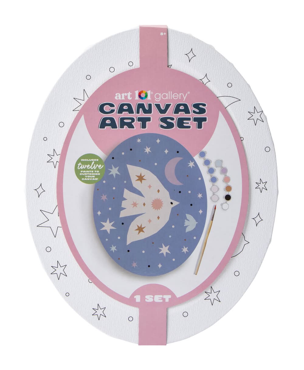 Hanging Oval Canvas Art Set 8in x 10in Bird