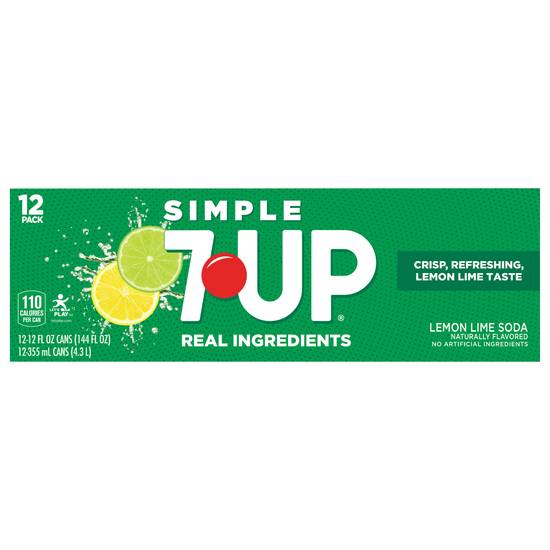 7Up Simple Lemon-Lime Flavored Soda (12 ct, 12 fl oz)