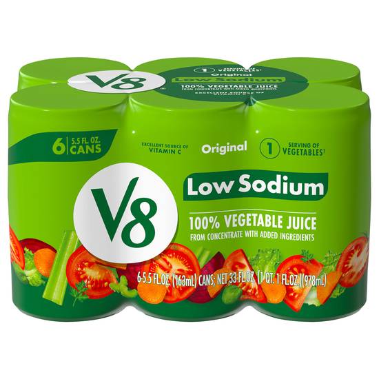 V8 Low Sodium Original 100% Vegetable Juice (6 ct, 33 floz )