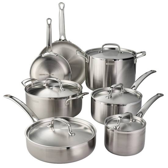 Tramontina 10-Piece Tri-Ply Clad Stainless Steel Cookware Set with Glass Lids