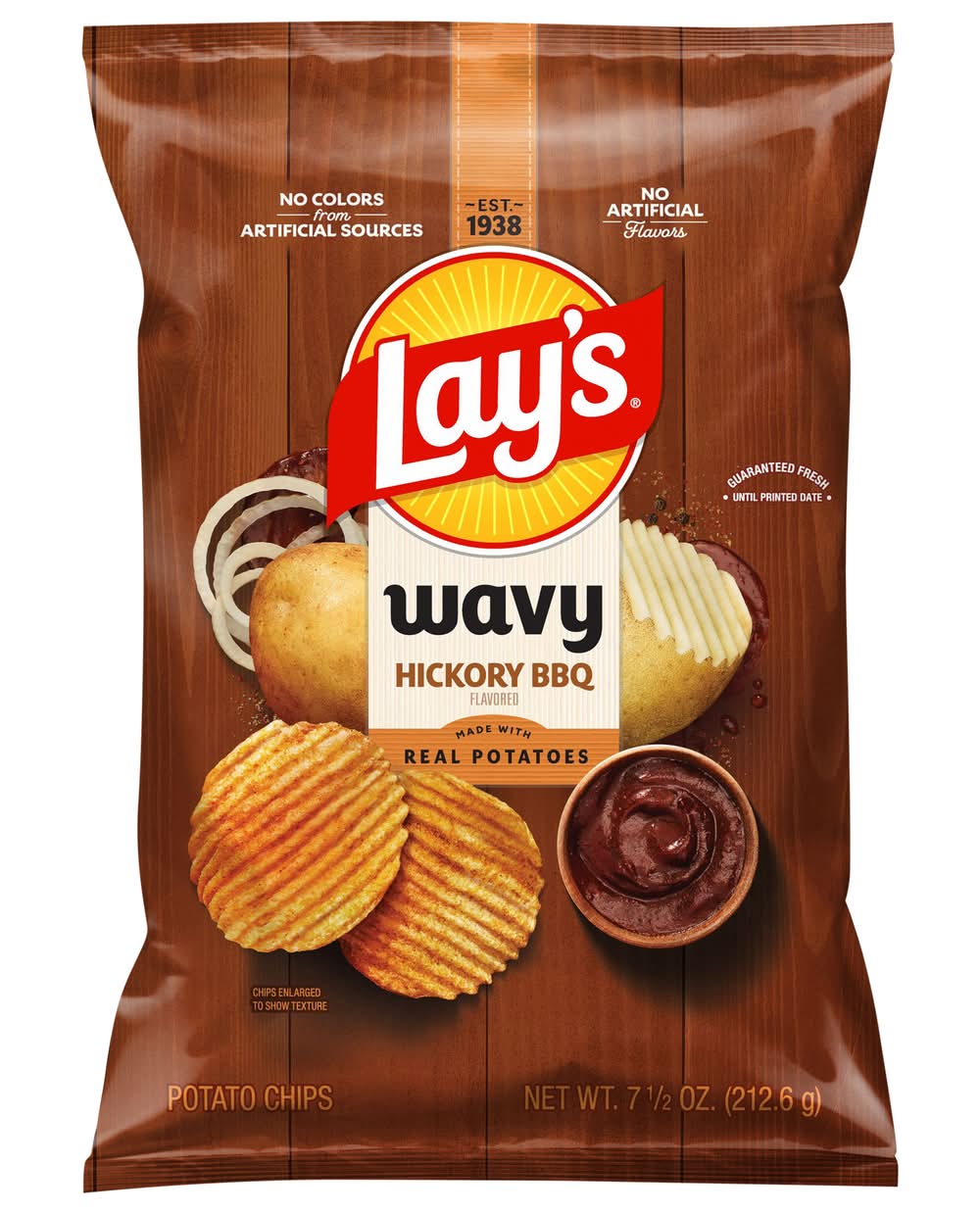 Lay's Wavy Potato Chips, Hickory Bbq (7.5 oz)