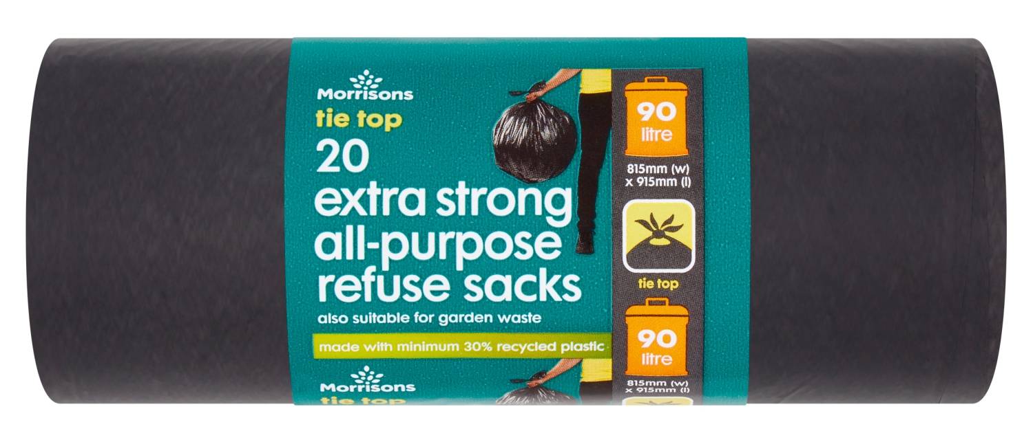 Morrisons 90L Tie Top Refuse Sack Extra Strong 20Pk