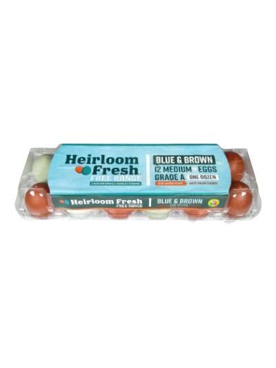 Heirloom Fresh Free Range Grade a Blue Brown Eggs (medium)