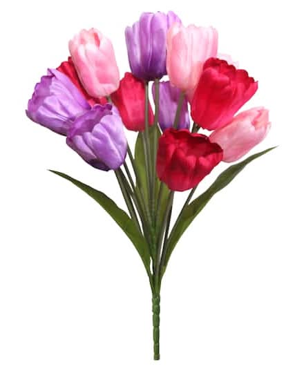 Ashland Artificial Tulip Bush, 19 in, Purple/Pink