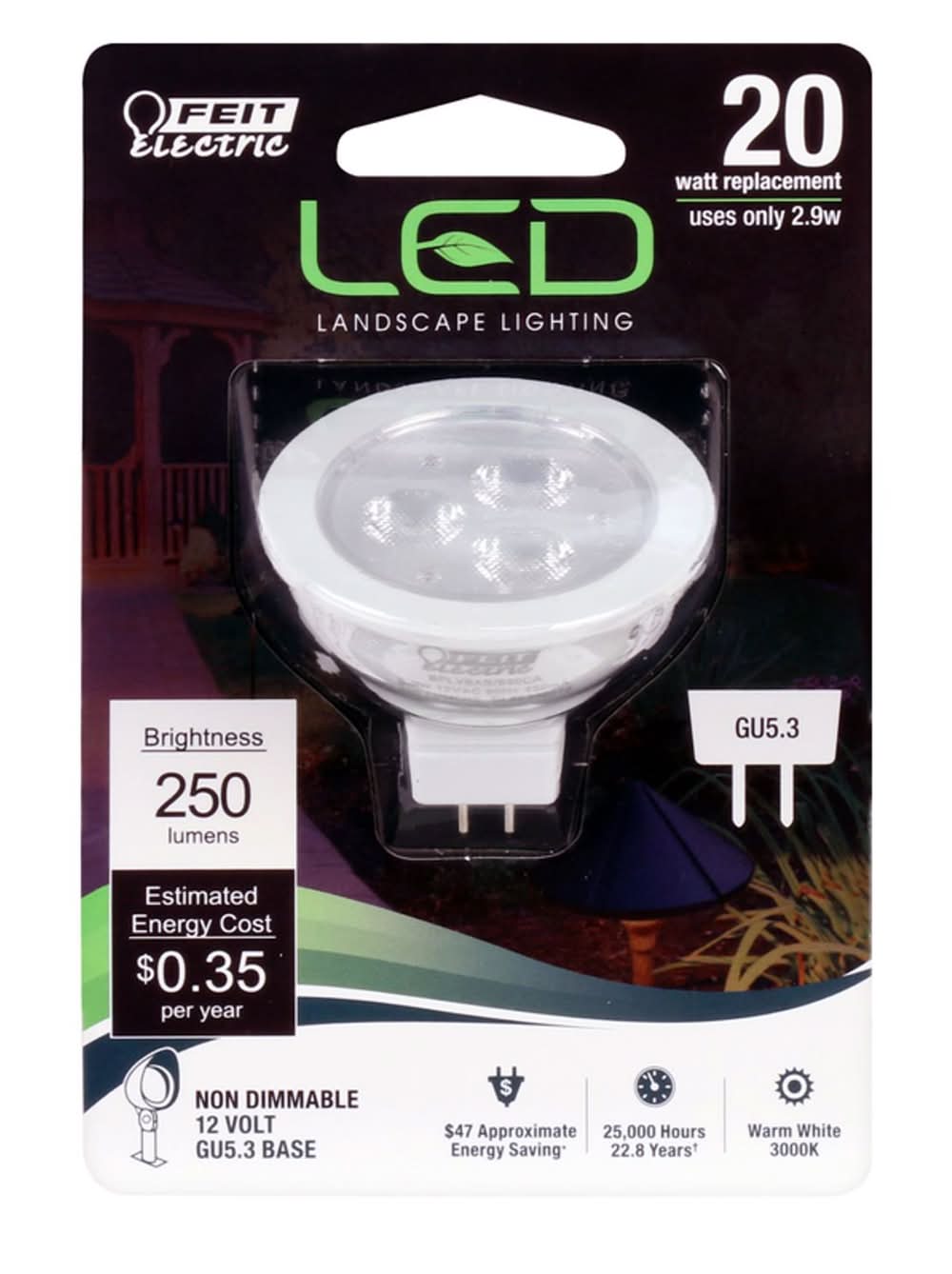 Feit Mr16 Gu5.3 Led Bulb Warm White 20 Watt Equivalence 1 Pk