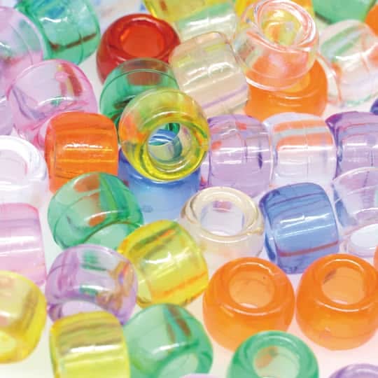 Creatology Transparent Pony Beads 4+, 0.23" x 0.35", Multicolor (580 ct)