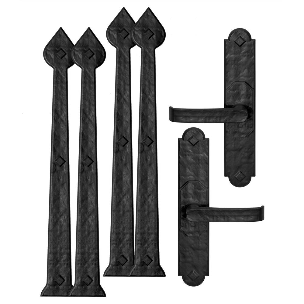 Cre8tive Hardware Rustic Aspen 6-Pack Black Plastic Garage Door Decorative Magnetic Hinge and Handle Set | 420-07