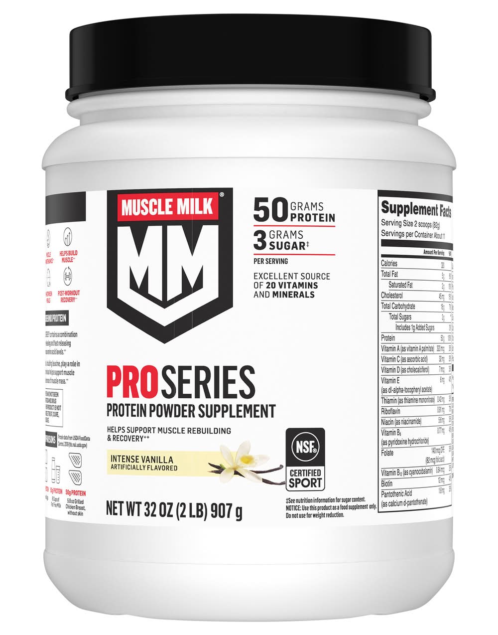 Muscle Milk Pro Series Protein Powder Supplement, Intense Vanilla (32 oz)
