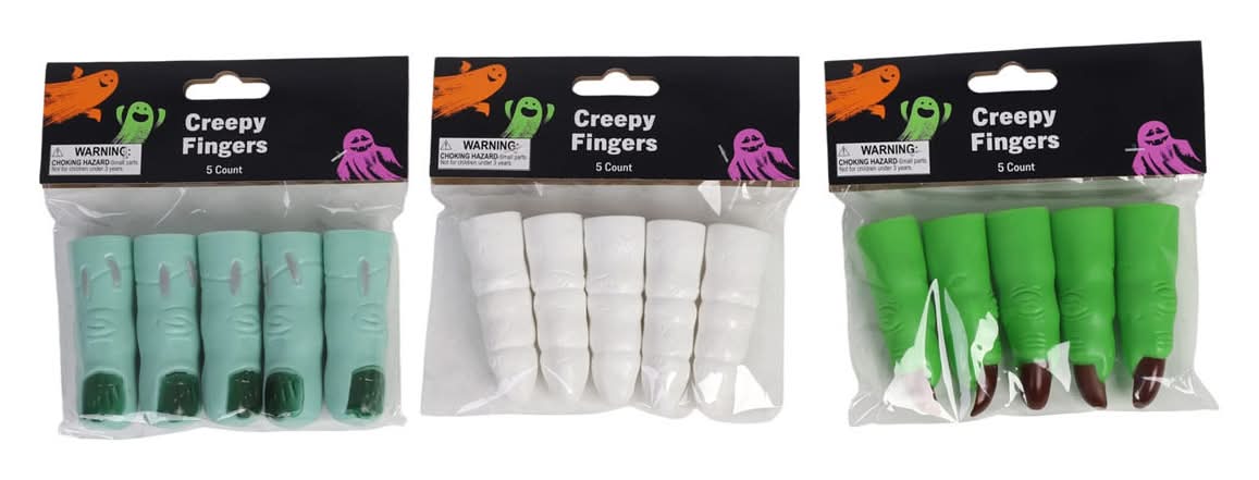 Halloween Creepy Fingers 5 Ct 3 Assorted Colors