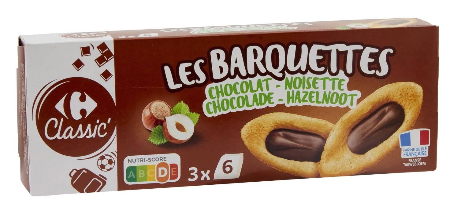 Biscuits barquettes choco noisette CARREFOUR CLASSIC' - la boîte de 120 g