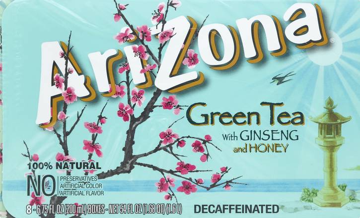 Arizona Decaffeinated With Ginseng and Honey Green Tea (8 ct, 6.75 fl oz)