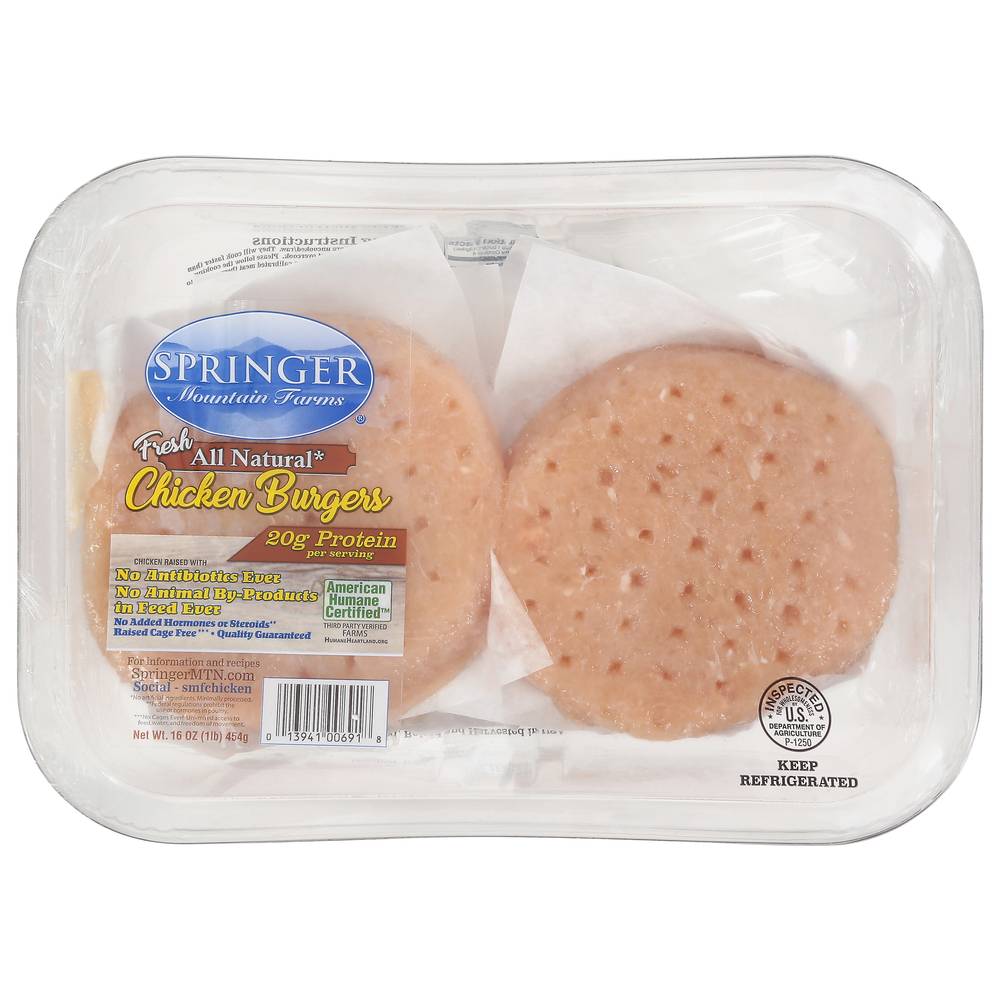 Springer Mountain Farms Fresh All Natural Chicken Burgers (16 oz)