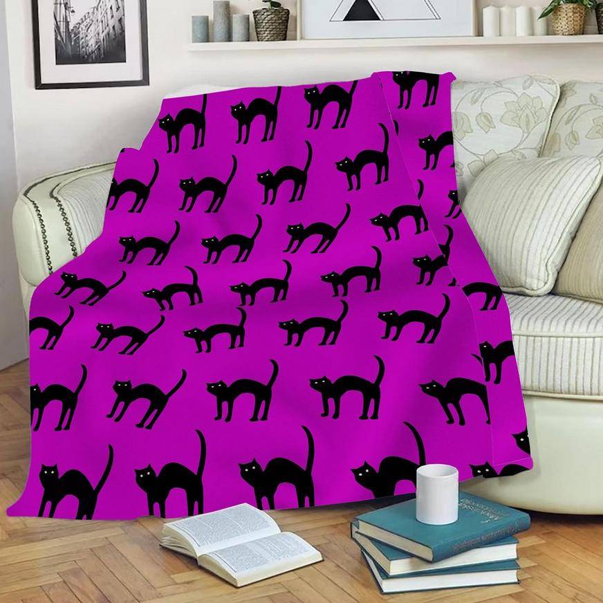 Black Cats Halloween Fleece Blanket, 60in x 50in