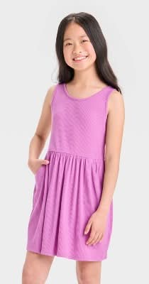 cat and jack purple dress Cat & Jack Girls' Short Eyelet Sleeve Dress - Knit