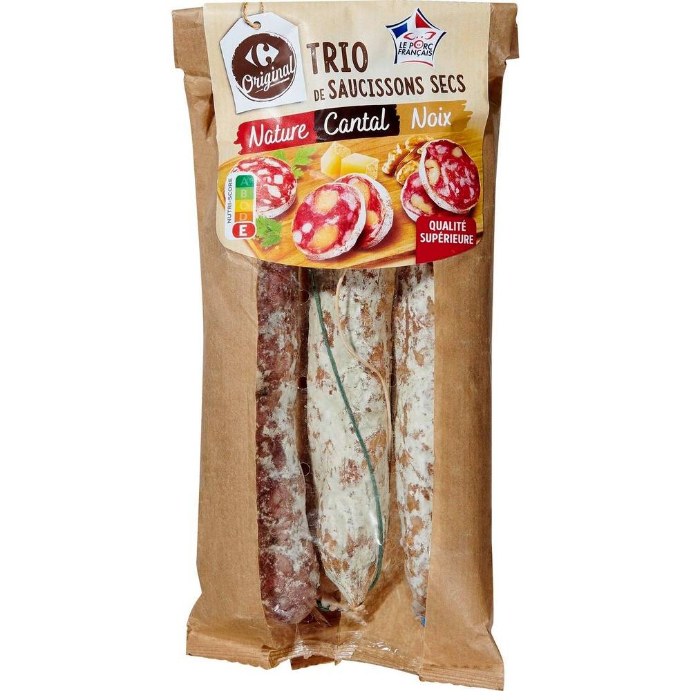 Carrefour Original - Saucissons nature cantal et noix (3 unités)