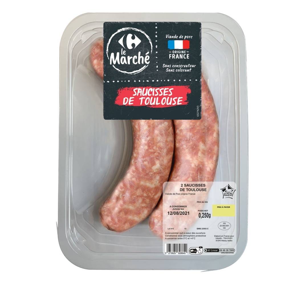 Filière Qualité Carrefour - Saucisses de toulouse (250g)