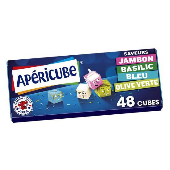 Apéricube - Fromage apéritif, jambon - basilic - bleu - olive verte (48)