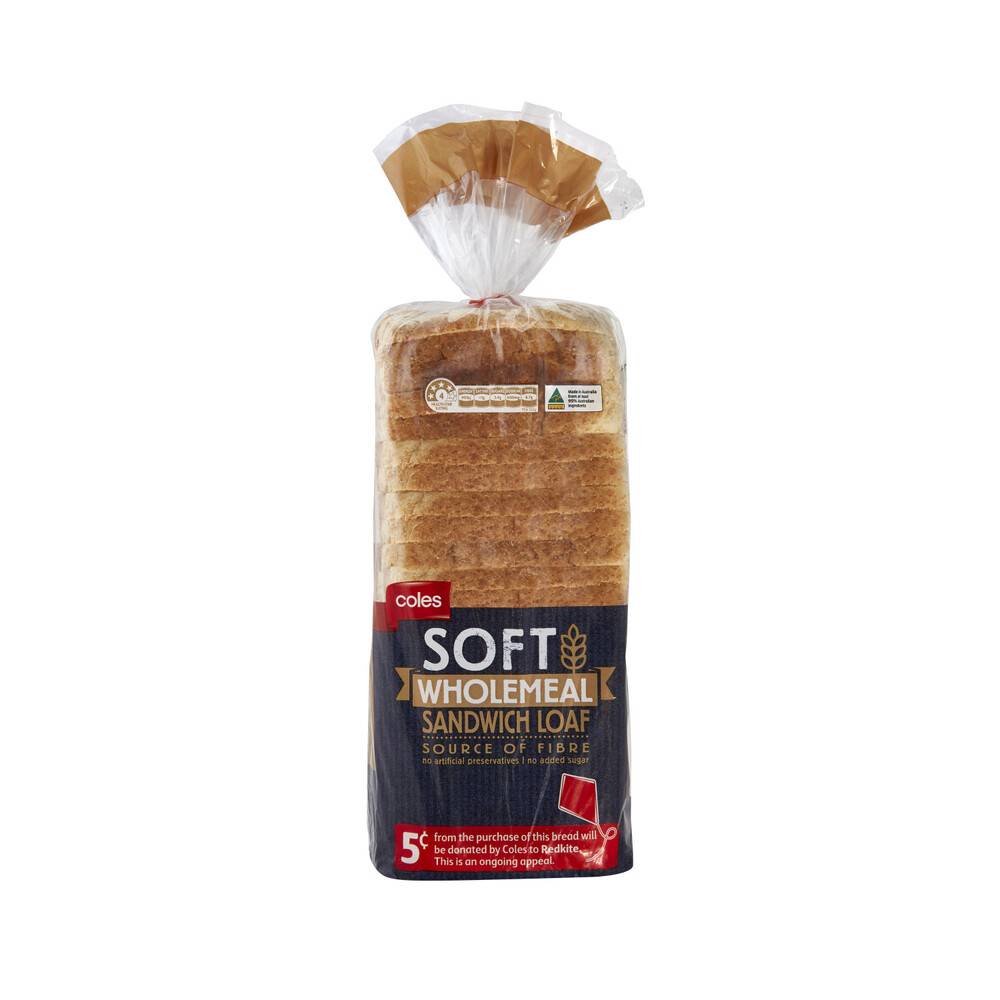 Coles Soft Wholemeal Sandwich Loaf 700g