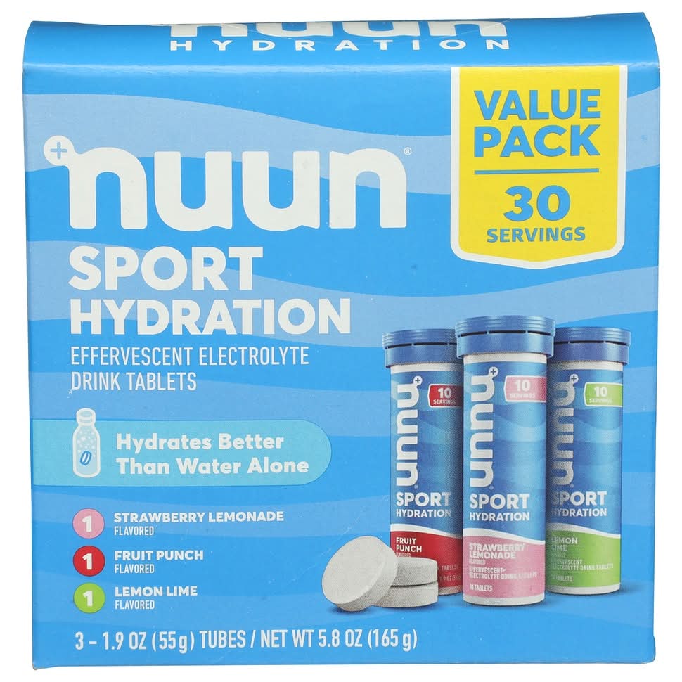 Nuun Sport Hydration Effervescent Electrolyte Drink Tablets Variety pack, Assorted (3 x 1.9 oz)