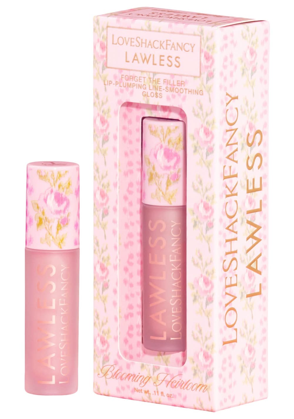 Lawless Forget The Filler Lip Plumper Line Smoothing Gloss Blooming Heirloom x LoveShackFancy