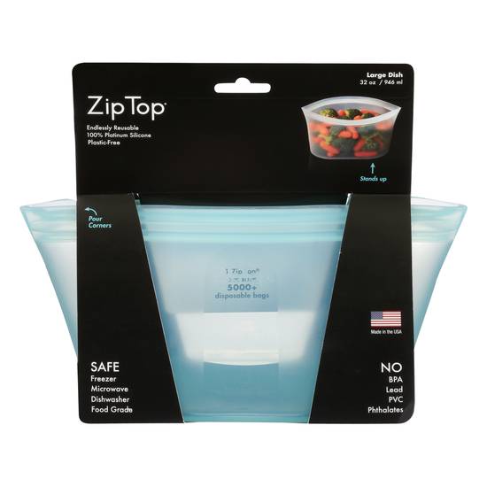 Zip Top Large Dish Teal Reusable Bag