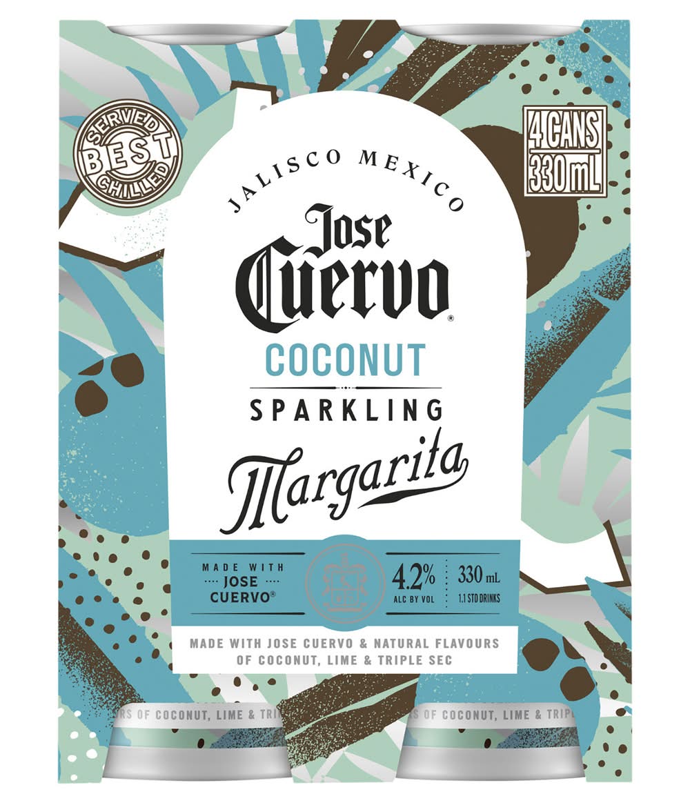 Jose Cuervo Sparkling Coconut Margarita Can 330mL x Pack 4